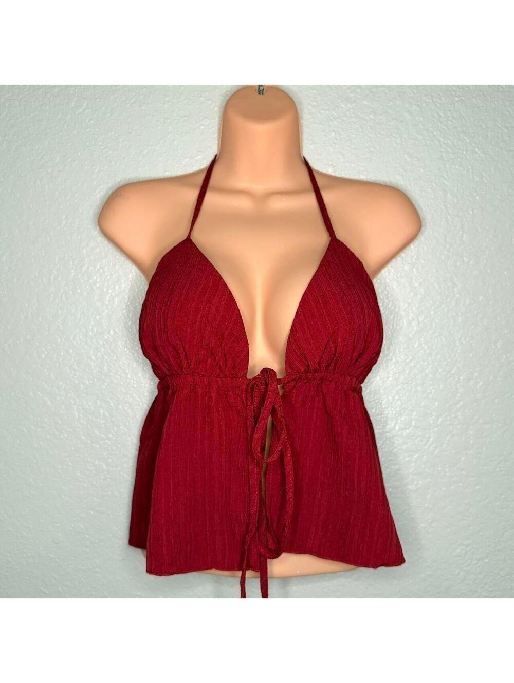 New Red halter top with tie detail